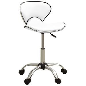 vidaXL Office Chair White and Chrome Faux Leather, Chromed Steel Standard