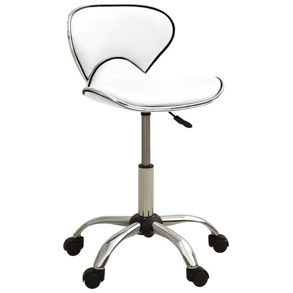 vidaXL Office Chair White and Chrome Faux Leather, Chromed Steel Standard
