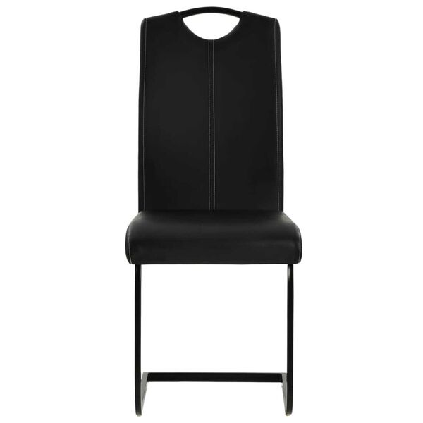 vidaXL Dining Chair Set of 2 Black Faux leather Modern Dining Chair