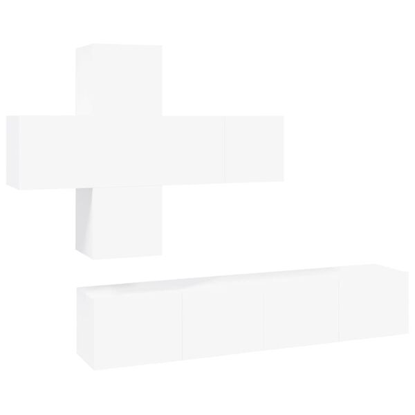 vidaXL TV Cabinet Set Set of 7 White Engineered wood Various sizes