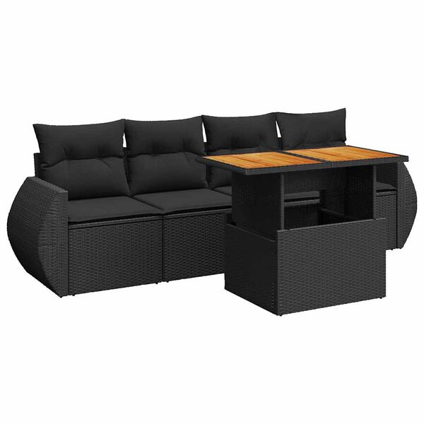 vidaXL Garden Sofa Set Black