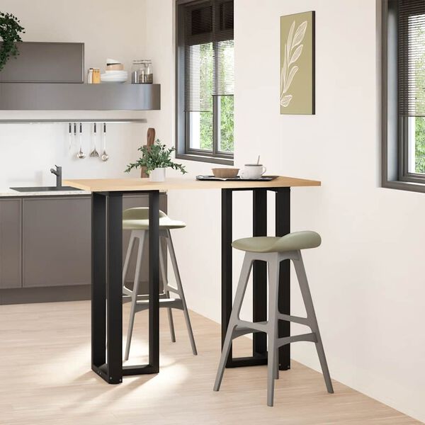 vidaXL Bar Table Leg Black Powder-Coated Steel Adjustable Height