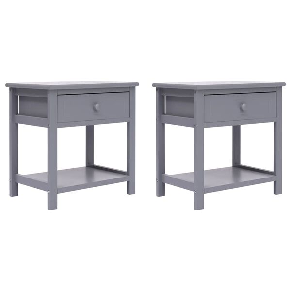 vidaXL Cabinet Set of 2 Grey Paulownia wood 15.7 x 11.4 x 16.5 in