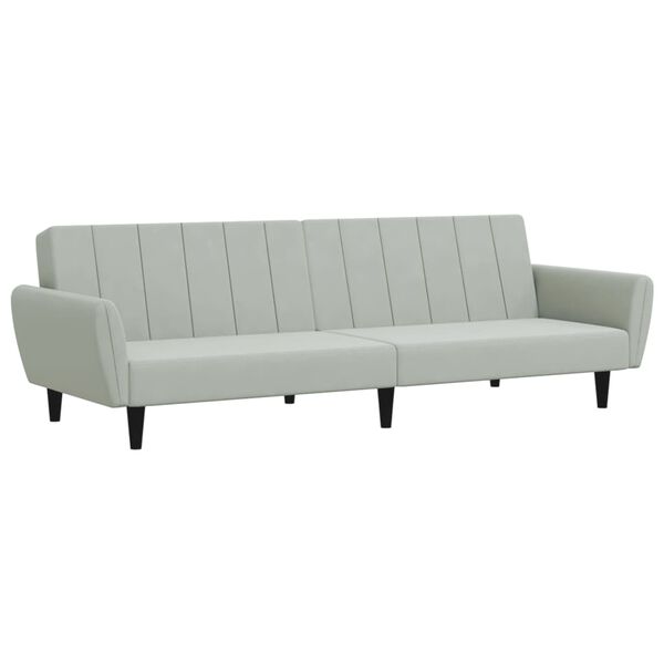vidaXL Sofa Bed Light Grey Velvet (100% polyester), wood, plastic 2-Seater