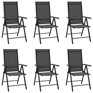 vidaXL Garden Chair Set of 6 Black Aluminum Standard Foldable