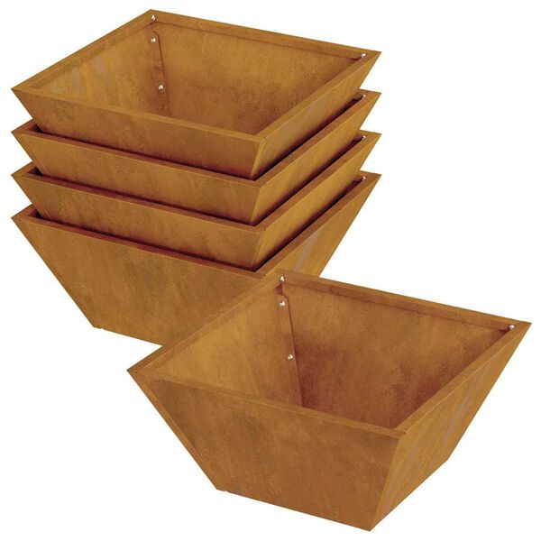 vidaXL Garden Planter 5 pcs Rusty 13.78 x 13.78 x 5.91 in