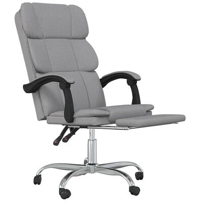 vidaXL Reclining Office Chair Light Gray Fabric