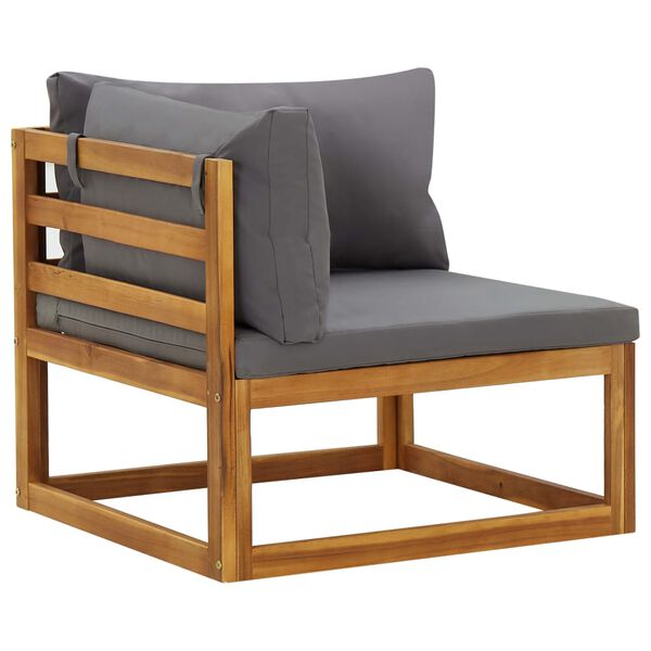 vidaXL Corner Sofa Dark Grey Solid Acacia Wood Modular Corner Sofa