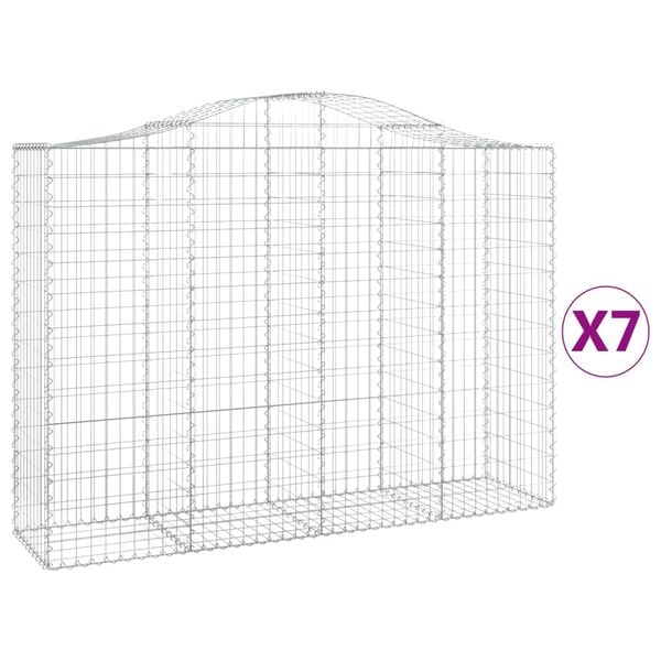 vidaXL Gabion Basket Set of 7 Silver Galvanized iron Large