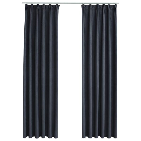 vidaXL Blackout Curtains with Hooks 2 pcs Anthracite 55.1x68.9"