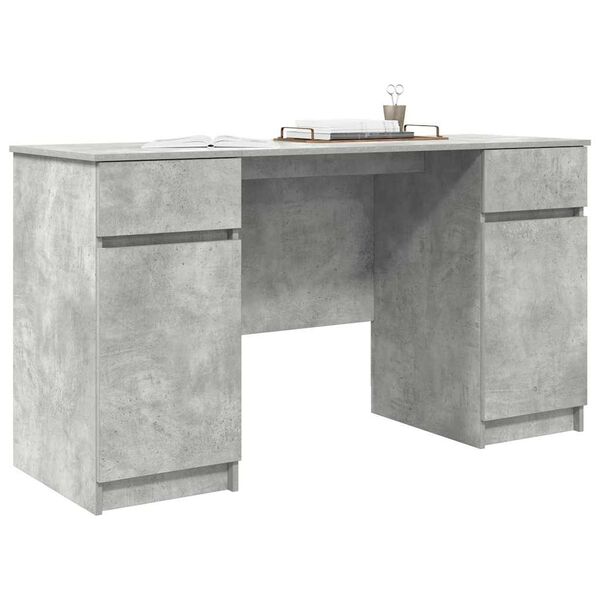 vidaXL Desk with Drawer Concrete grey 140 x 49 x 76 cm Engineered wood