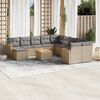 vidaXL Garden Sofa Set Beige PE rattan Large Adjustable Feet