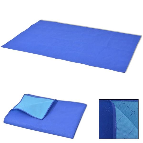 vidaXL Picnic Blanket Blue and Light Blue Polypropylene 39.4x59.1 in