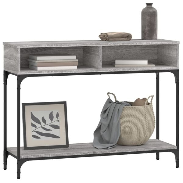 vidaXL Console Table Grey Sonoma Engineered wood, metal Console Table