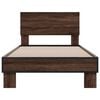 vidaXL Bed Frame Brown oak Engineered wood, metal, plywood Twin Durable
