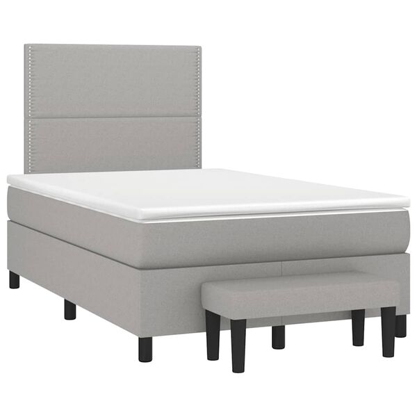 vidaXL Box Spring Bed with Mattress Light Gray Polyester 47.2 x 74.8 in
