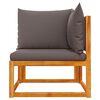 vidaXL Garden Sofa Corner with Cushions Wood Acacia&Rope