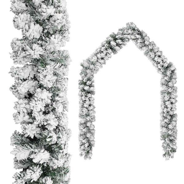 vidaXL Christmas Garland Green with fluffy white snow PVC 65.6 feet
