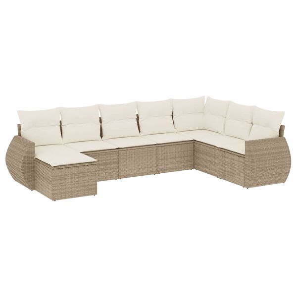 vidaXL Garden Sofa Set Beige PE rattan Large Modular Garden Sofa Set