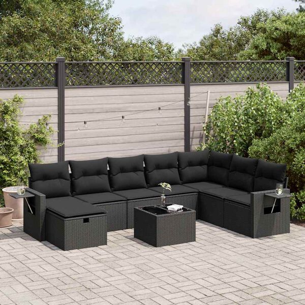 vidaXL Garden Sofa Set Black