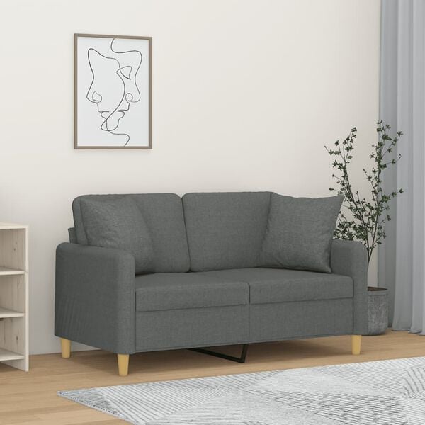 vidaXL 2-seater Sofa Dark Grey Fabric (100% polyester), metal, textilene