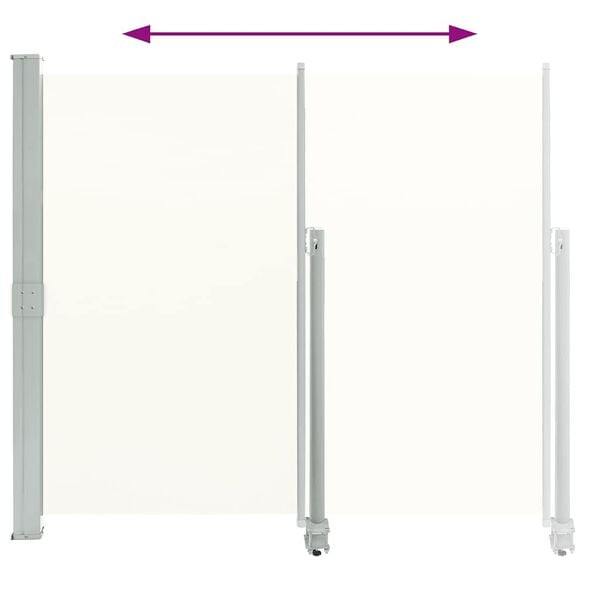 vidaXL Side Awning Cream screen, Grey stand