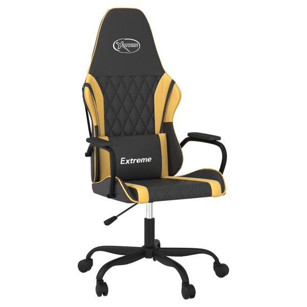 vidaXL Gaming Chair Black and Gold Faux leather, metal, plywood Adjustable