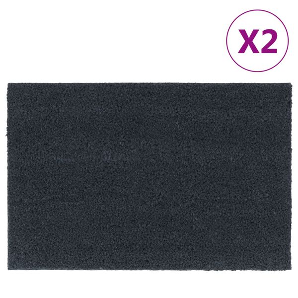 vidaXL Door Mat Set of 2 Dark grey Coir, PVC 23.6 x 15.7 in Non-slip