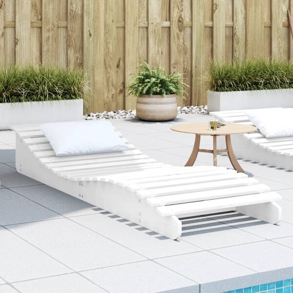 vidaXL Sun Lounger White Solid pine wood 80.7 in long, 23.6 in wide