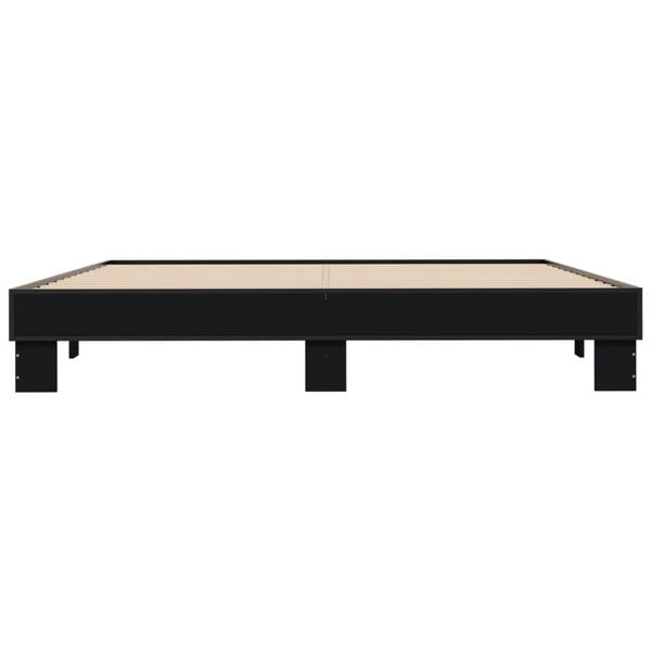 vidaXL Bed Frame Black Engineered wood, metal Double Bed