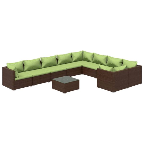 vidaXL Garden Lounge Set Brown, Green