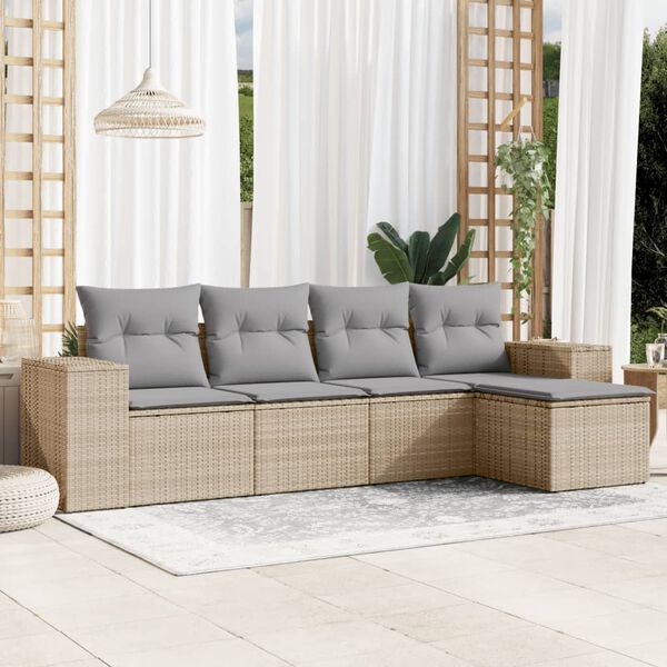 vidaXL Garden Sofa Set Beige, Light Grey
