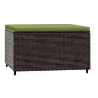 vidaXL Patio Footrest with Cushion Brown Poly Rattan