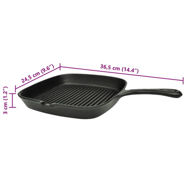 vidaXL Grill Pan Cast Iron 9.4"x9.1"