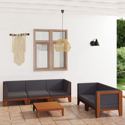 vidaXL 6 Piece Patio Lounge Set with Cushions Solid Acacia Wood