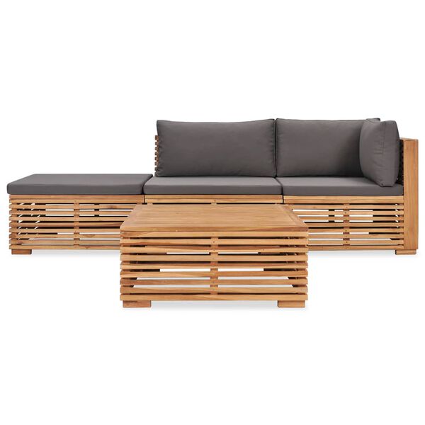 vidaXL 4 Piece Patio Lounge Set with Cushions Solid Teak Wood