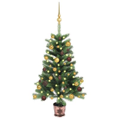 vidaXL Artificial Pre-lit Christmas Tree with Ball Set 35.4" Green