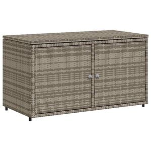 vidaXL Garden Storage Cabinet Grey PE Rattan, Powder-Coated Steel Medium
