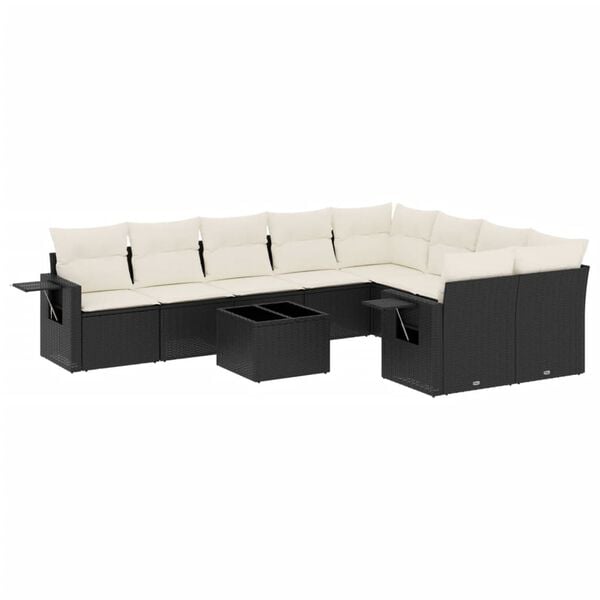 vidaXL Garden Sofa Set Black, Cream White