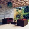 vidaXL Garden Lounge Set Brown with cinnamon red cushions