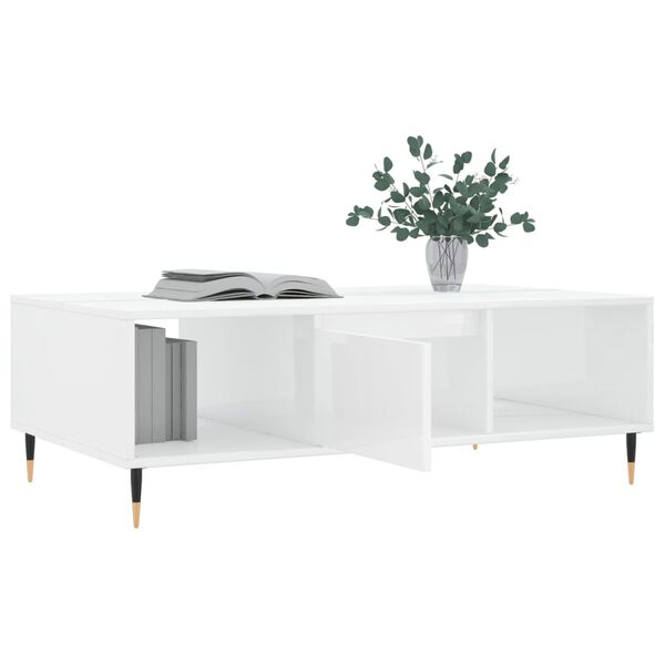 vidaXL Coffee Table High gloss white Engineered wood, iron Medium