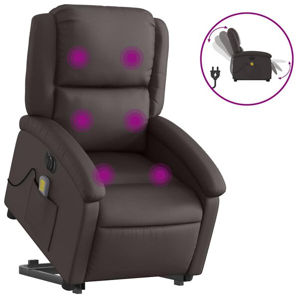 vidaXL Electric Stand Up Massage Recliner Chair Dark brown