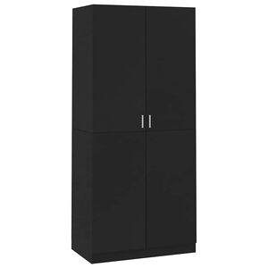 vidaXL Wardrobe Black Engineered wood Compact Wardrobe Rectangular