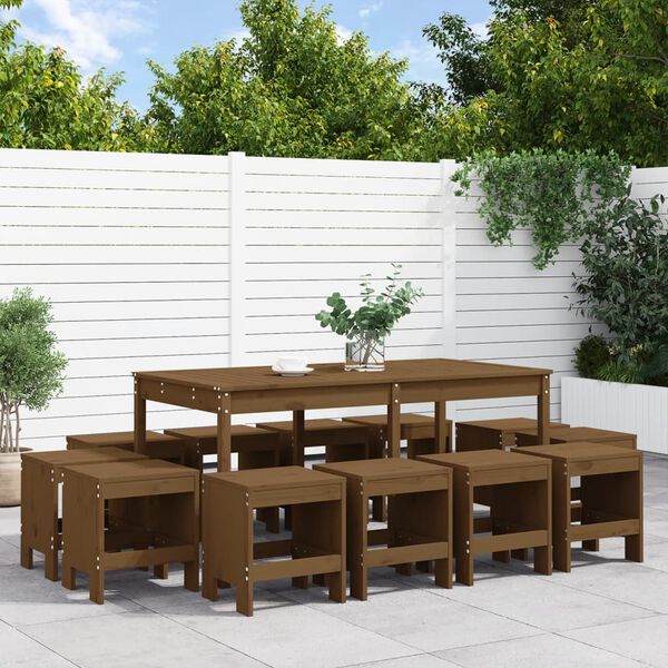 vidaXL Garden Dining Set Honey Brown Solid Pine Wood Large Seats Many