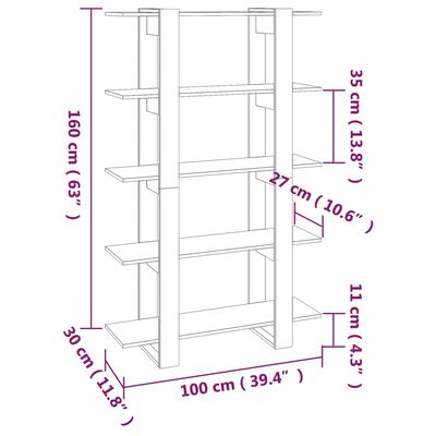 vidaXL Book Cabinet/Room Divider Smoked Oak 39.4"x11.8"x63"