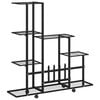 vidaXL Plant Stand Black Powder-coated metal 37.2 in x 9.8 in x 36.4 in