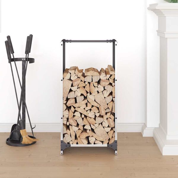 vidaXL Firewood Rack 15.7x11.8x31.5" Stainless Steel