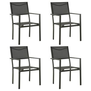 vidaXL Garden Chair Set of 4 Black and Anthracite