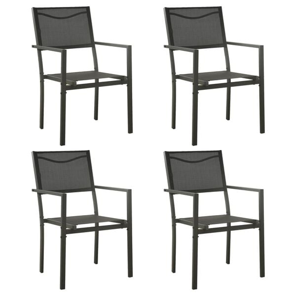 vidaXL Garden Chair Set of 4 Black and Anthracite