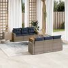 vidaXL 7 Piece Patio Sofa Set with Cushions Gray Poly Rattan